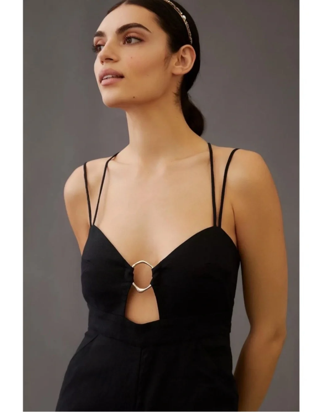 Anthropologie Rumer Byron Ring Black Linen Jumpsuit S